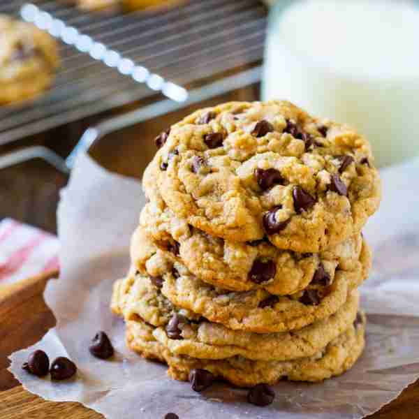 These Chewy Chocolate Chip Cookies are loaded with chocolate chips and cook up picture perfect every...