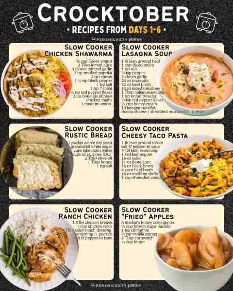 Crocktober is in full swing! Here are the crockpot recipes from Days 1-6. ✴️ Slow Cooker Chicken Sha...