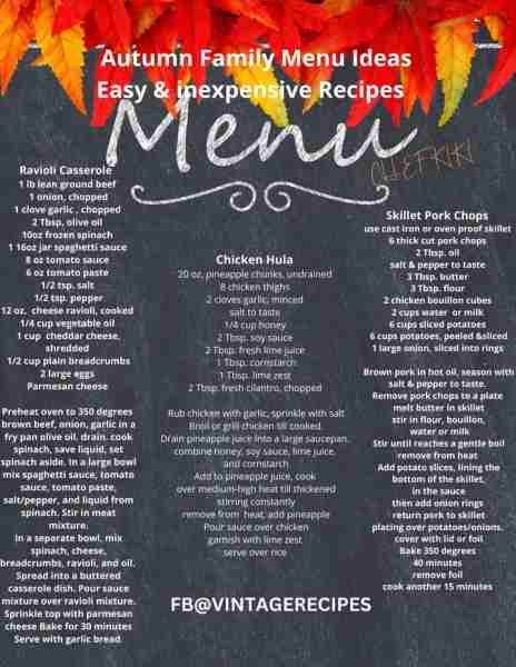 Fall dinner ideas #vintagerecipes #FallFlavors