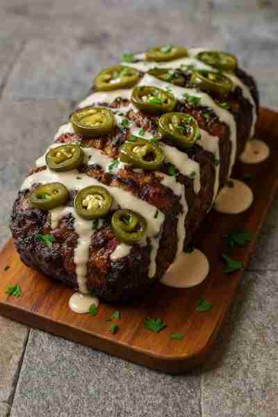 Smoky Jalapeño Popper Meatloaf with Ranch Drizzle From deesviral, here’s a meatloaf that doesn’t hol...