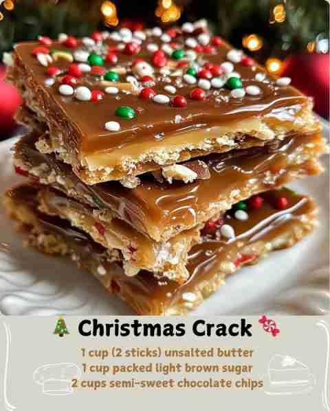 🎄 Christmas Crack 🍬 Ingredients 1 sleeve (about 40) regular saltine crackers 1 cup (2 sticks) unsa...