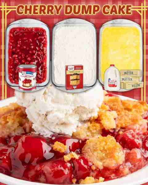 CHERRY DUMP CAKE! 2 21oz cans of cherry pie filling 1 tsp vanilla extract 1 box yellow cake mix 1 cu...
