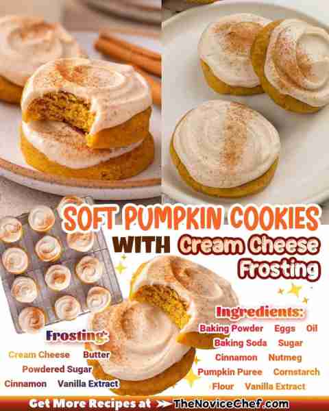 Soft Pumpkin Cookies with Cinnamon Creamy Cheese Frosting! 🧡👀 They are truly the best! Ingredients...