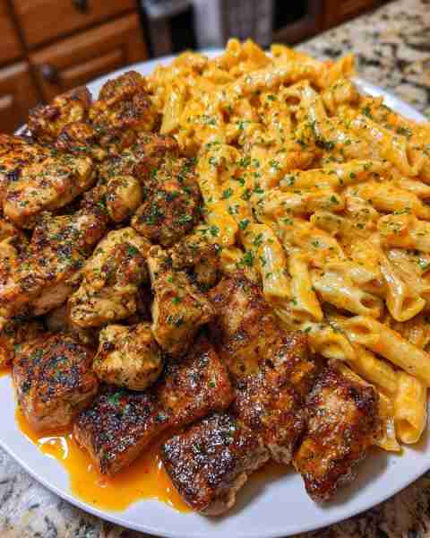 Creamy Garlic Butter Chicken Penne with Cheesy Mozzarella Sauce Ingredients: 1½ lbs boneless, skinle...