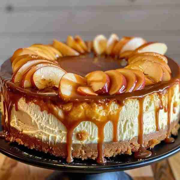 Caramel Apple Cheesecake Recipe 😍 Ingredients: For the Crust: 2 cups graham cracker crumbs 1/2 cup...