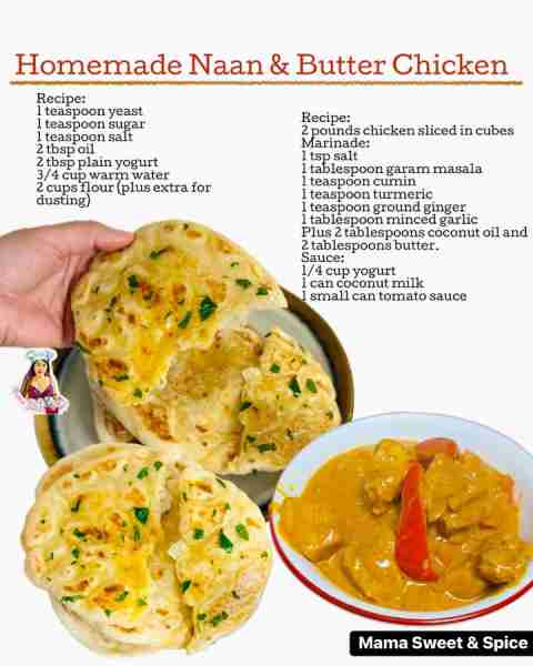 Homemade Naan and Delicious Butter Chicken —— Homemade Naan Recipe Delicious, soft and chewy naan b...