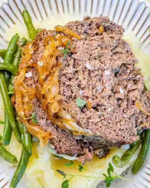 A savory and ultra satisfying meatloaf that’s infused with the rich flavors of French onion and Gruy...
