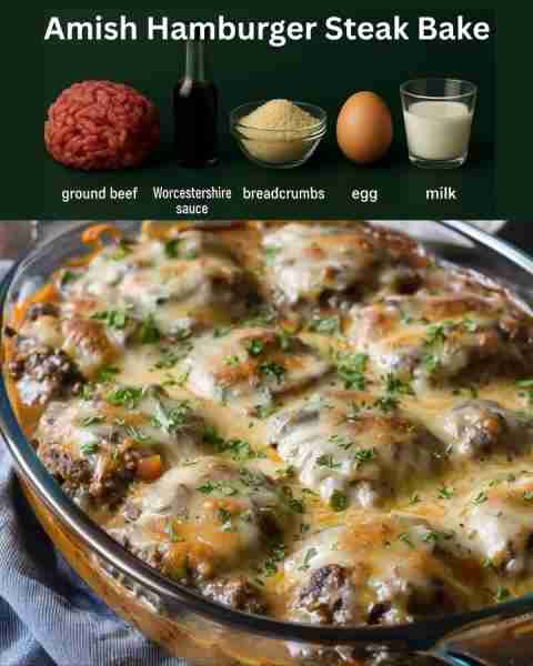 Amish Hamburger Steak Bake 😍 Recipe in top R.E.P.L.Y😍
