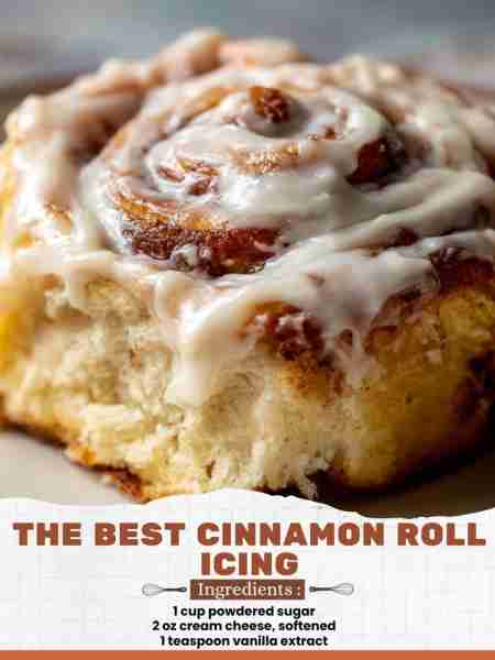 The Best Cinnamon Roll Icing Ingredients: 1 cup powdered sugar 2 oz cream cheese, softened 1 teaspoo...