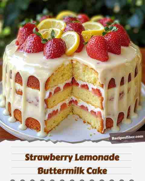 Strawberry Lemonade Buttermilk Cake 🍰 A light and tangy cake perfect for any occasion! 📋 Ingredi...