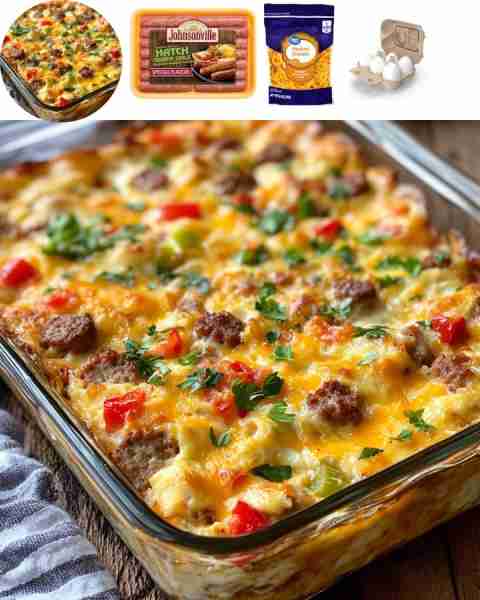 Breakfast Sausage and Egg Casserole Ingredients: - 1 pound breakfast sausage - 6 eggs - 1 cup milk -...