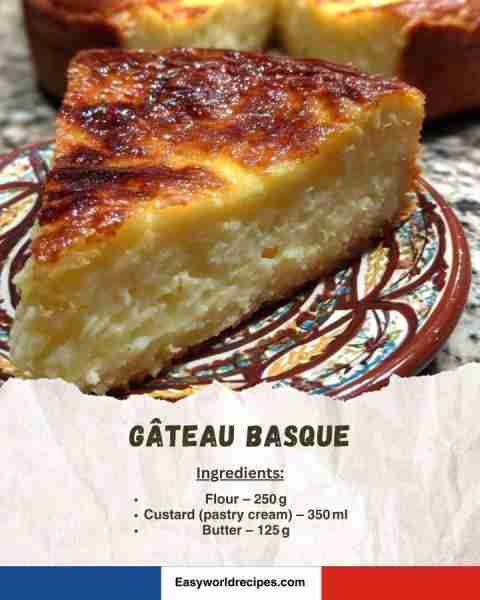 🍰 Gâteau Basque 🇫🇷 Traditional Basque cake filled with custard pastry cream. Ingredients: • 250 g f...