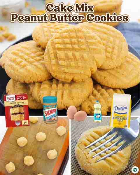 These Peanut Butter Cookies are soft, sweet, & super easy to make. 🥜 15.25 oz box yellow cake mix...