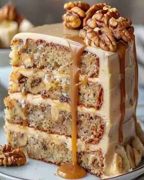 Luscious Walnut Banana Caramel Cake Recipe Ingredients 2 cups all-purpose flour 1 teaspoon baking so...