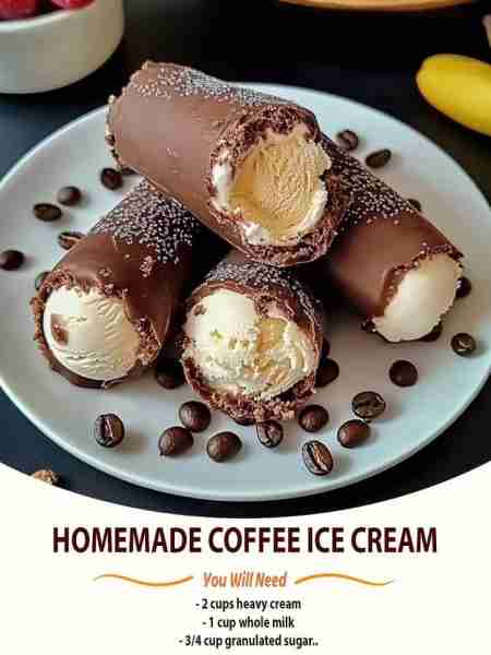 homemade coffee ice cream Ingredients: - 2 cups heavy cream - 1 cup whole milk - 3/4 cup granulated...