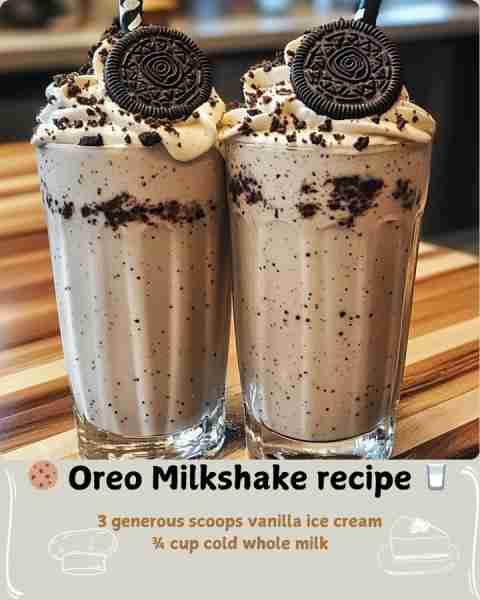 🍪 Oreo Milkshake recipe 🥛 Ingredients 6 chocolate sandwich cookies (like Oreo®), plus 1–2 extra fo...