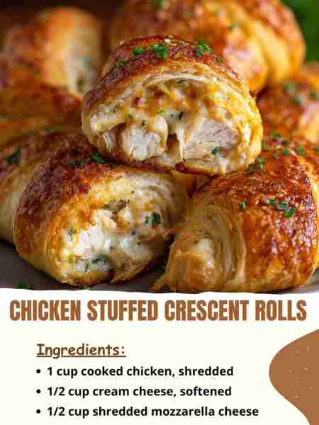 Chicken Stuffed Crescent Rolls Ingredients 1 cup cooked chicken, shredded 1/2 cup cream cheese, soft...