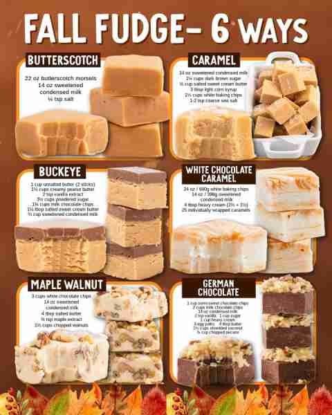 Your favorite autumn desserts, now in fudge form—6 recipes to try 🎃🍂 Ingredients 🟧 Butterscotch 2...