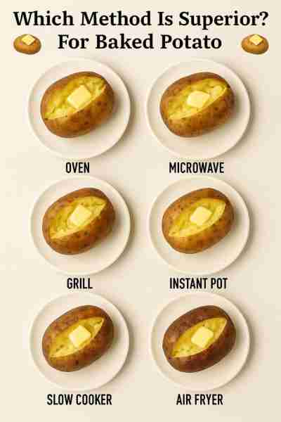 🔥 Oven The classic method for a reason! Oven-baked potatoes come out with crispy skins and fluffy c...