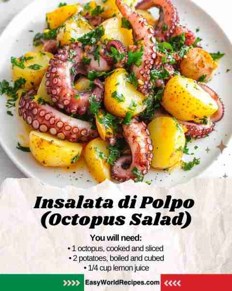 🐙 Insalata di Polpo (Octopus Salad) A refreshing seafood salad with tender octopus and potatoes, dr...