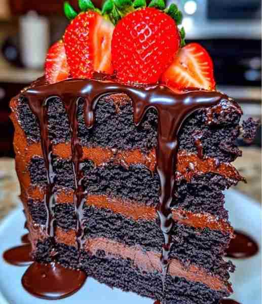 🍫✨ Fudge Frosted Fantasy Cake A dream of a chocolate cake with a rich, brownie-like base and a thi...