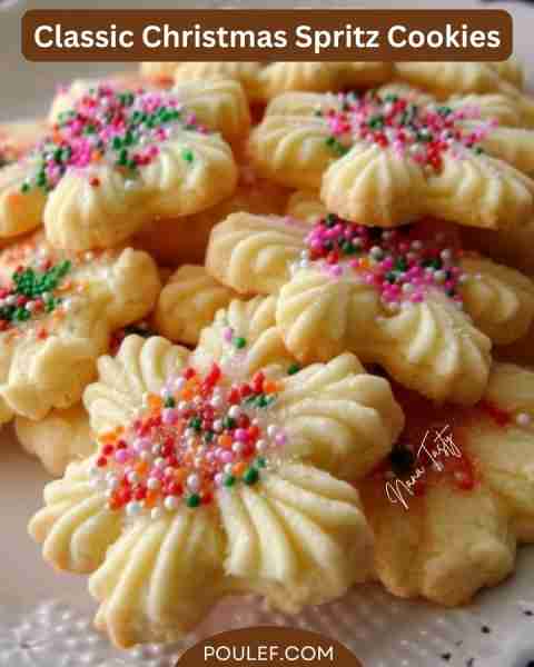 Classic Christmas Spritz Cookies Ingredients: - 1 cup unsalted butter, softened - 3/4 cup granulate...