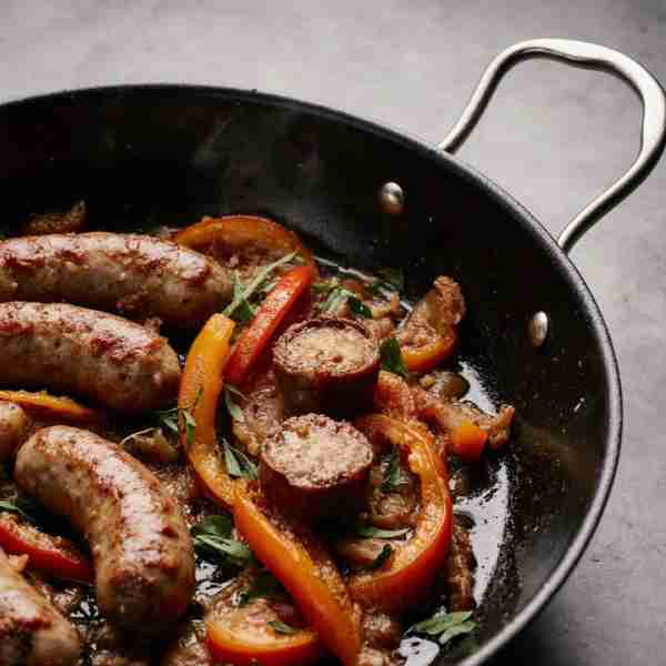 Sausage and Peppers A colorful Italian-style meal that brings together juicy sausage and tender pepp...