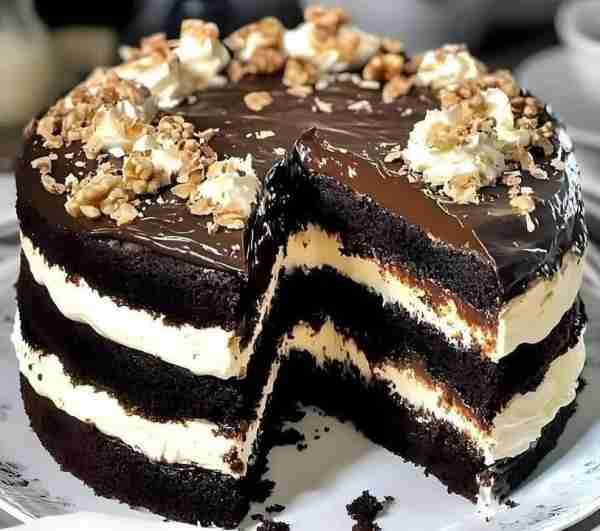 CHOCOLATE BROWNIE CAKE INGREDIENTS For the Brownie Layers: • 8 large eggs • 3 cups sugar • 16 ounces...
