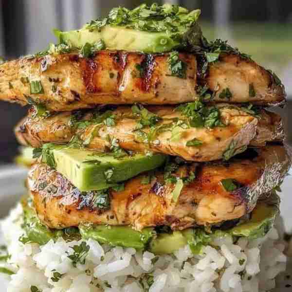 Honey Lime Chicken and Avocado Rice Stack A flavorful and refreshing dish that's perfect for a summe...