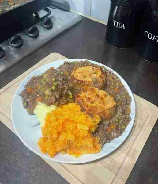Mince & Dumplings With Mash, Carrot & Turnip with Plenty of Butter & Pepper by Liam E